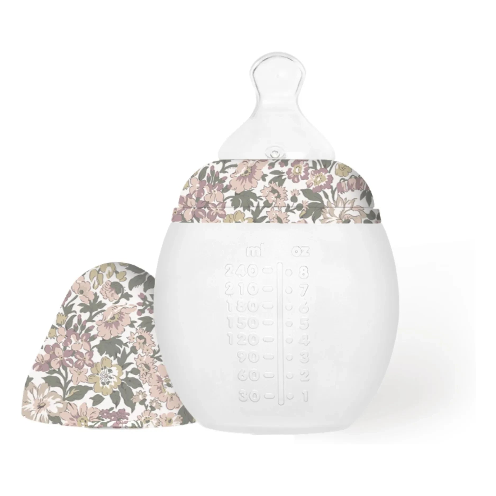Elhée - Biberón de silicona médica y tetina fisiológica Honey Dew - Elhée x Liberty | Rosa empolvado
