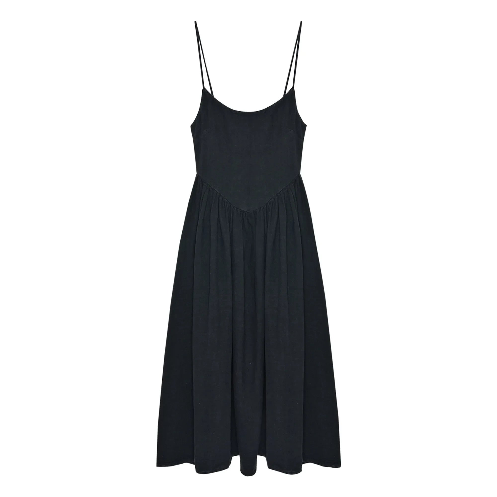 the new society - Vestido de algodón y lino Lippia | Negro