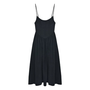 the new society - Vestido de algodón y lino Lippia | Negro