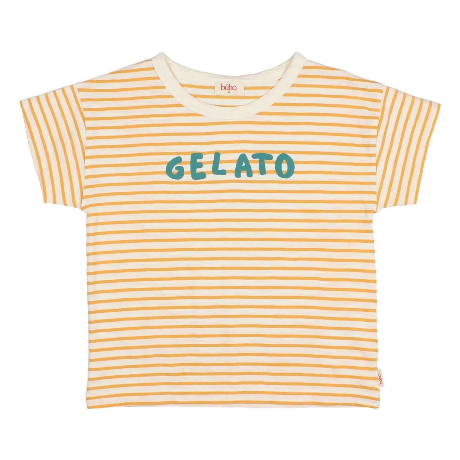 Búho - Camiseta de Algodón Orgánico Gelato a Rayas | Amarillo