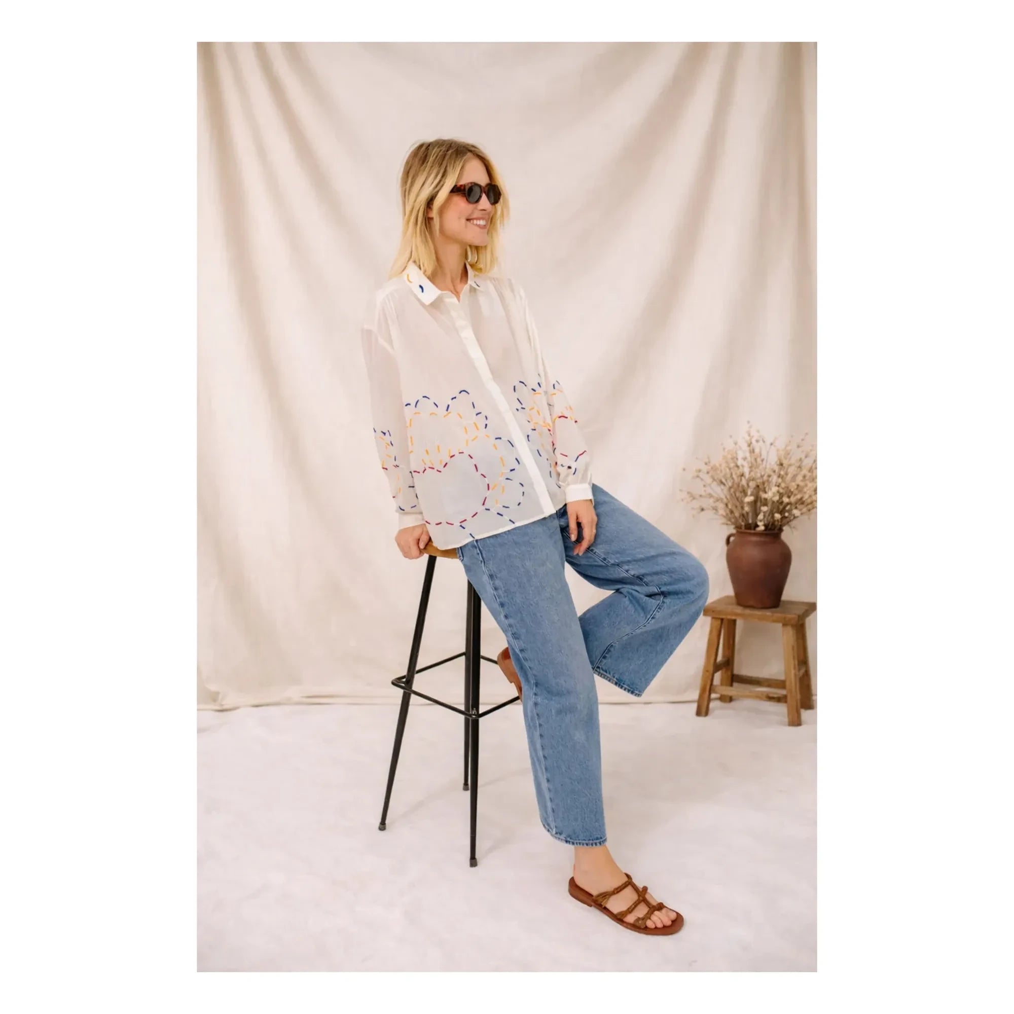 Sacrécoeur - Camisa de voile de algodón Ali Pivoine | Blanco