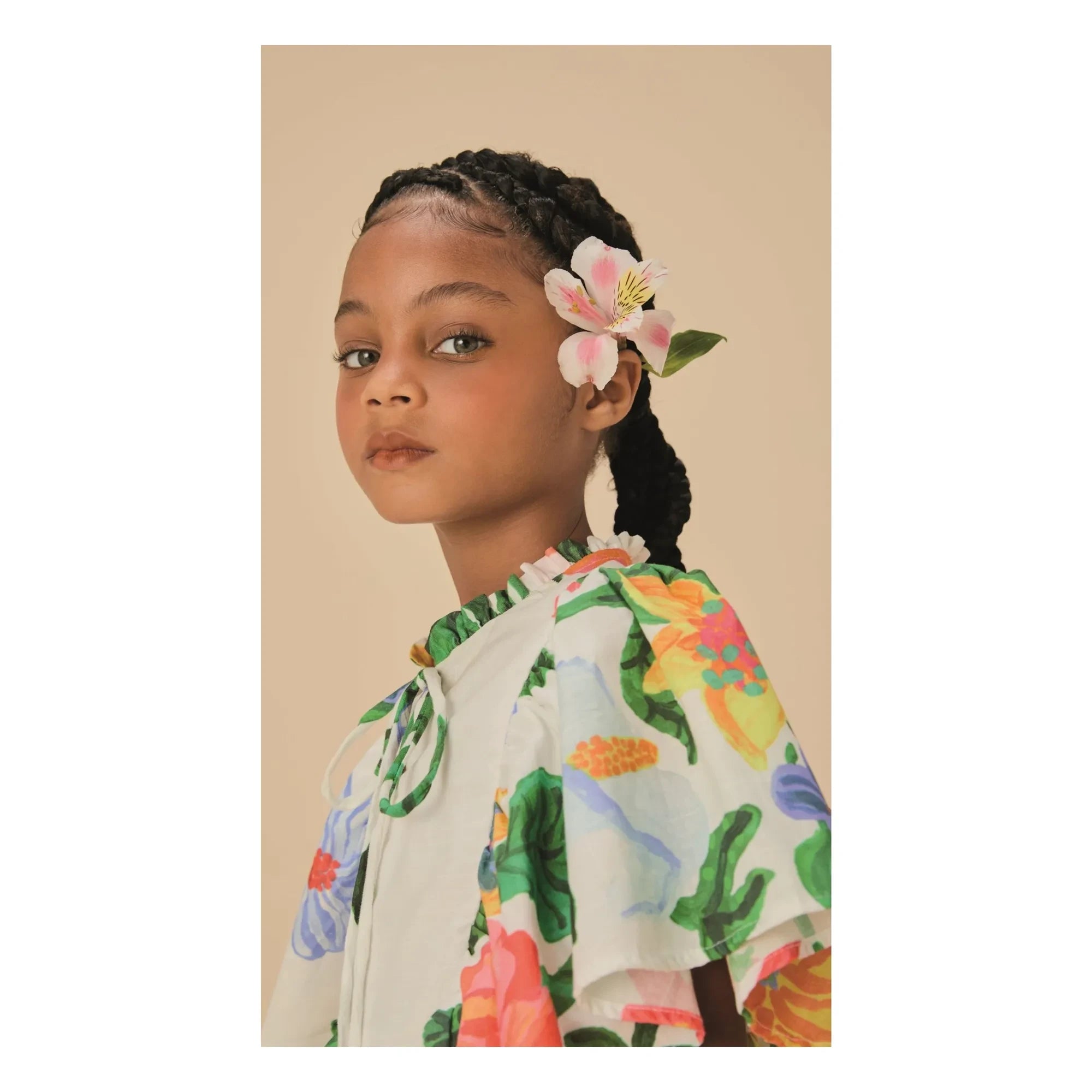 Fábula - Vestido de manga volante con estampado floral | Blanco
