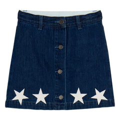 Stella McCartney Kids - Falda vaquera con estrellas | Azul oscuro