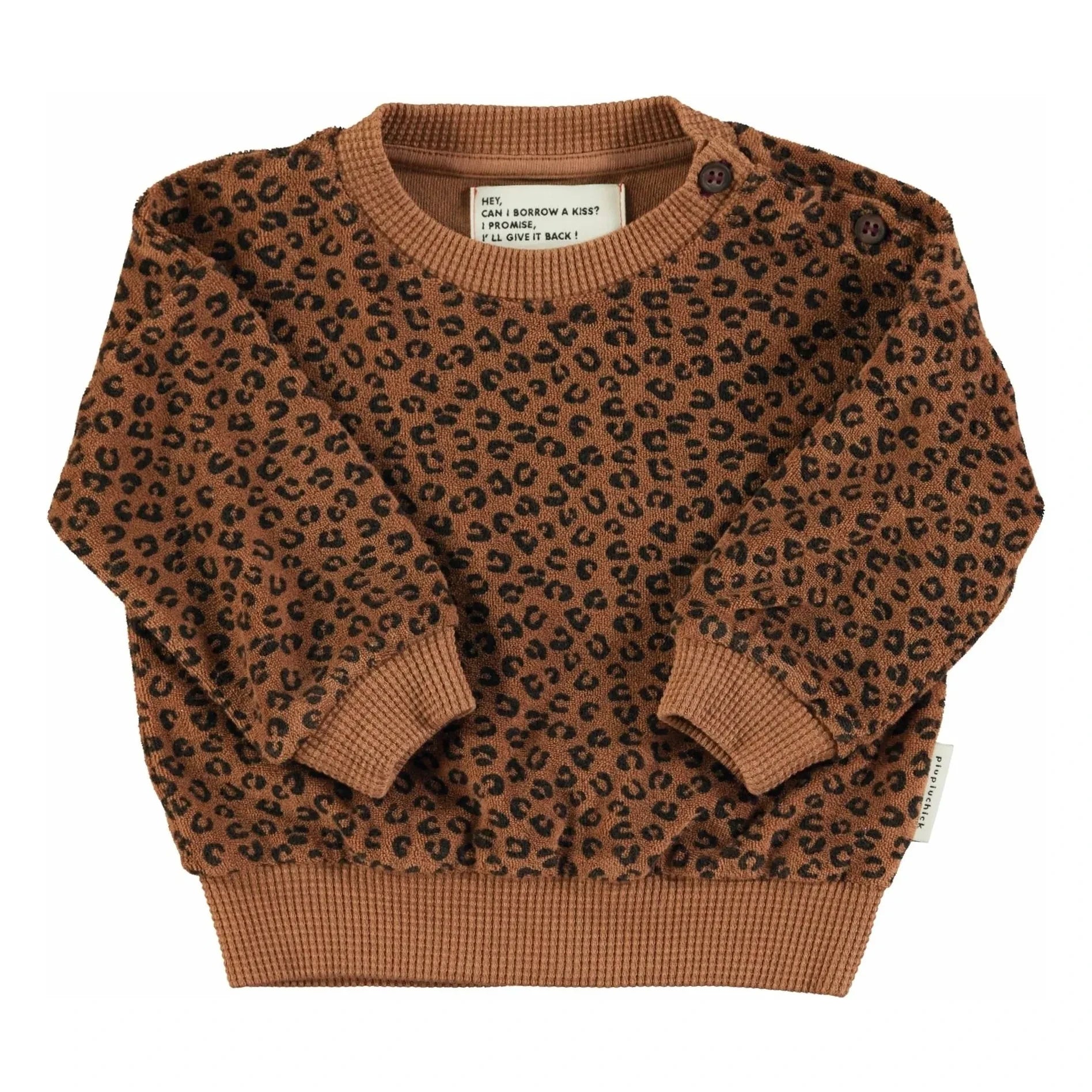 Piupiuchick - Sudadera Leopardo con Tejido de Felpa de Algodón Orgánico | Marrón