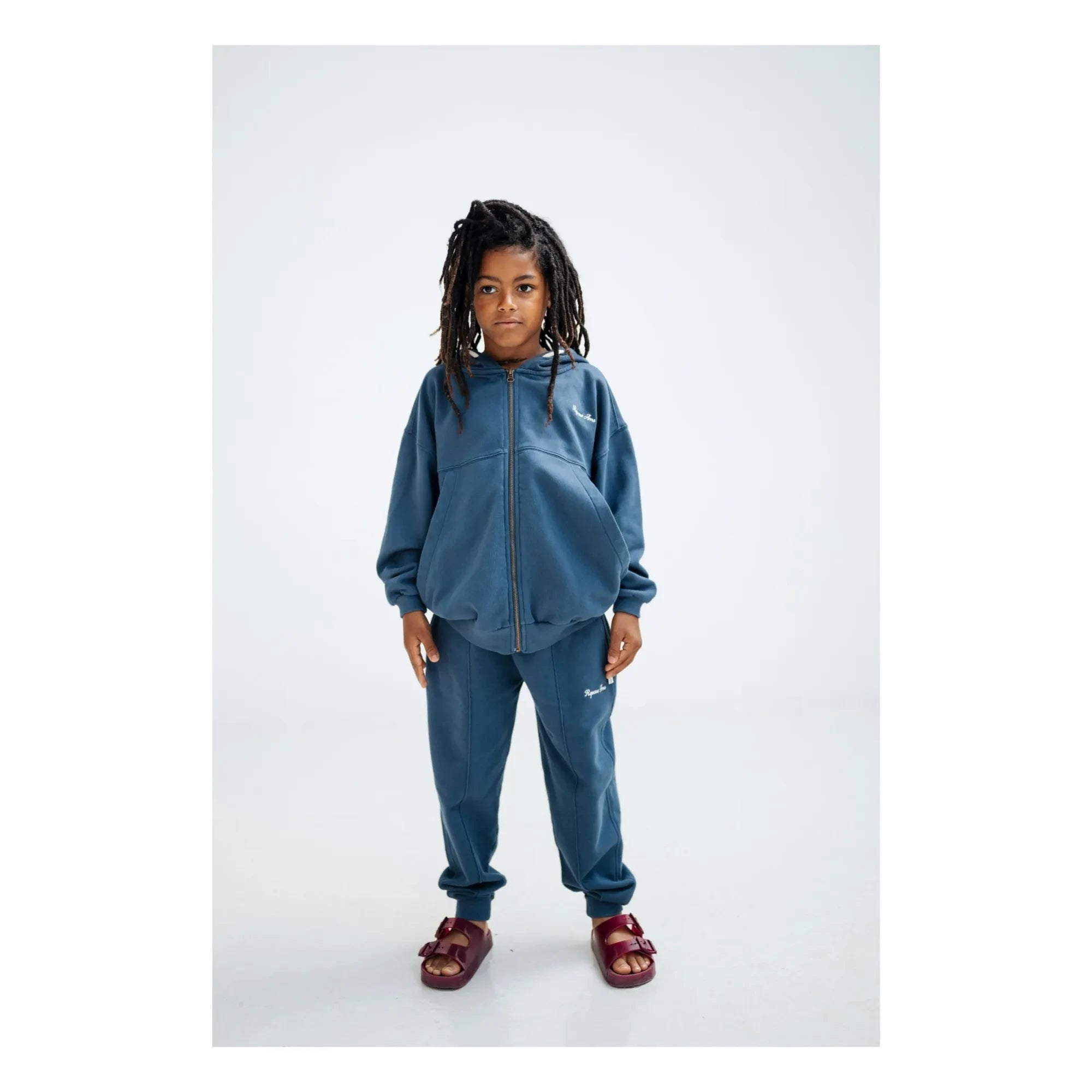 Sudadera con cremallera y logo de algodón orgánico Repose AMS | Azul Marino