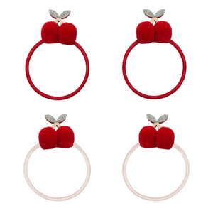 Mimi & Lula - Set de 4 coleteros con pompones de cerezas | Rojo
