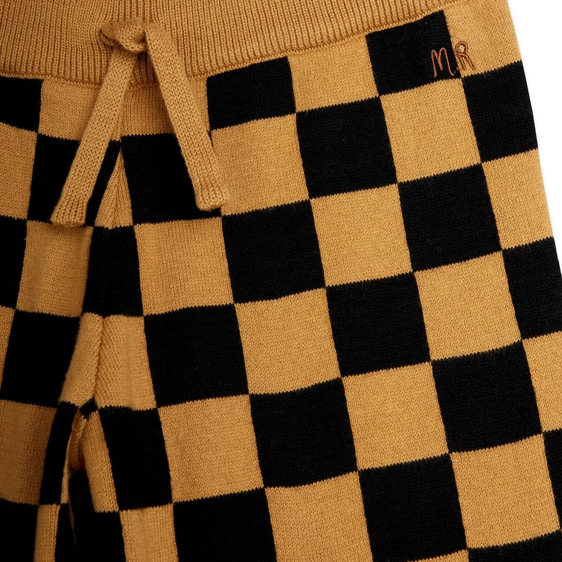 Mini Rodini - Organik Pamuklu Mesh Damier Pantolon | Kahverengi