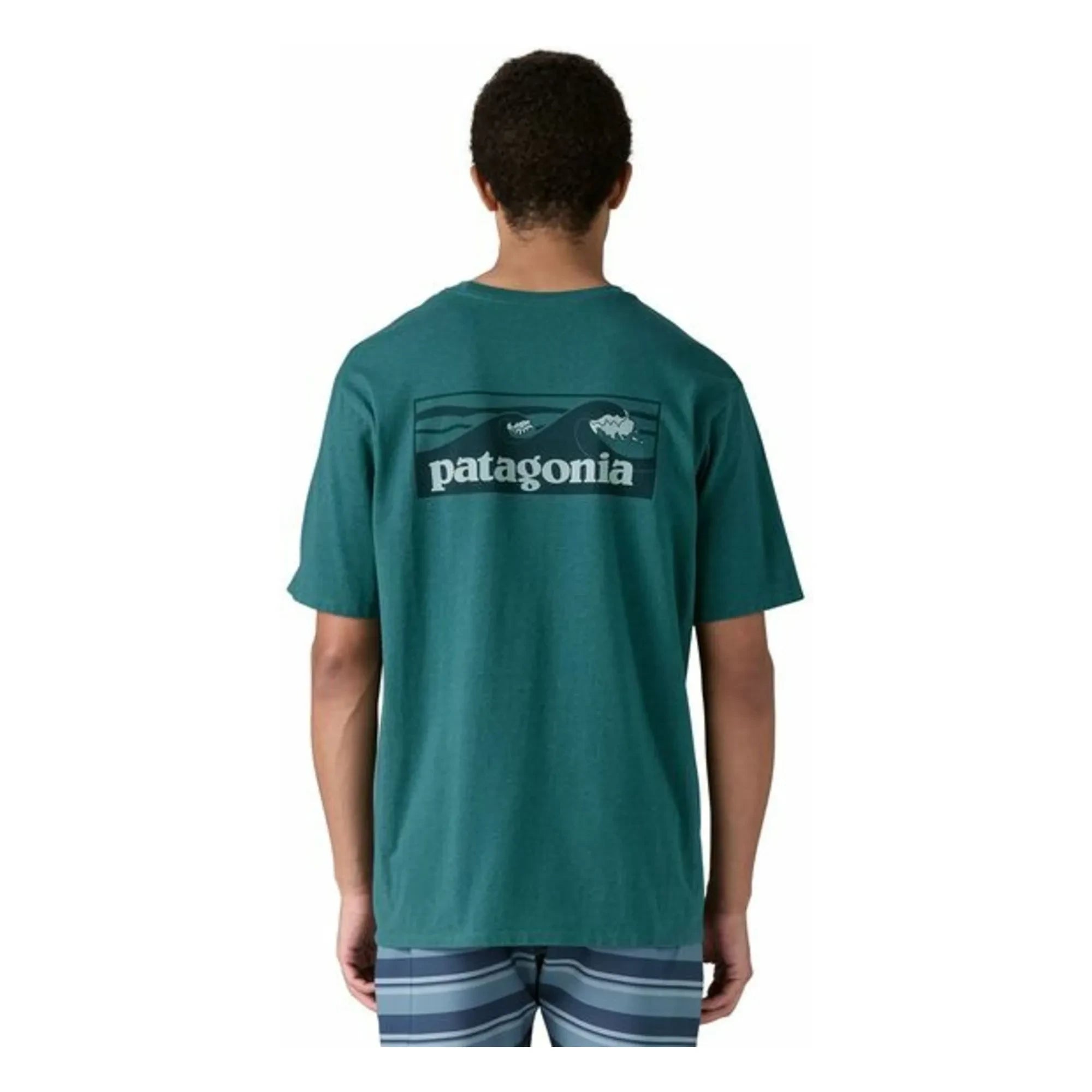 Patagonia - Camiseta Boardshort Logo Responsibili Fibras recicladas | Azul Pavo Real