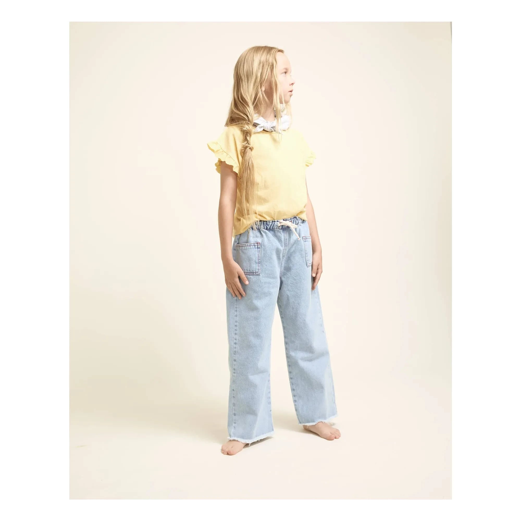 Búho - Camiseta de lino con volantes | Amarillo