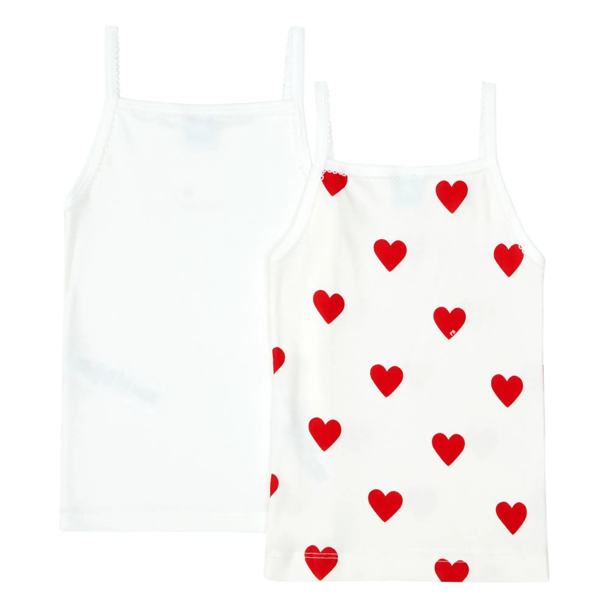 Petit Bateau - Camiseta con corazones de algodón orgánico, lote de 2 | Blanco