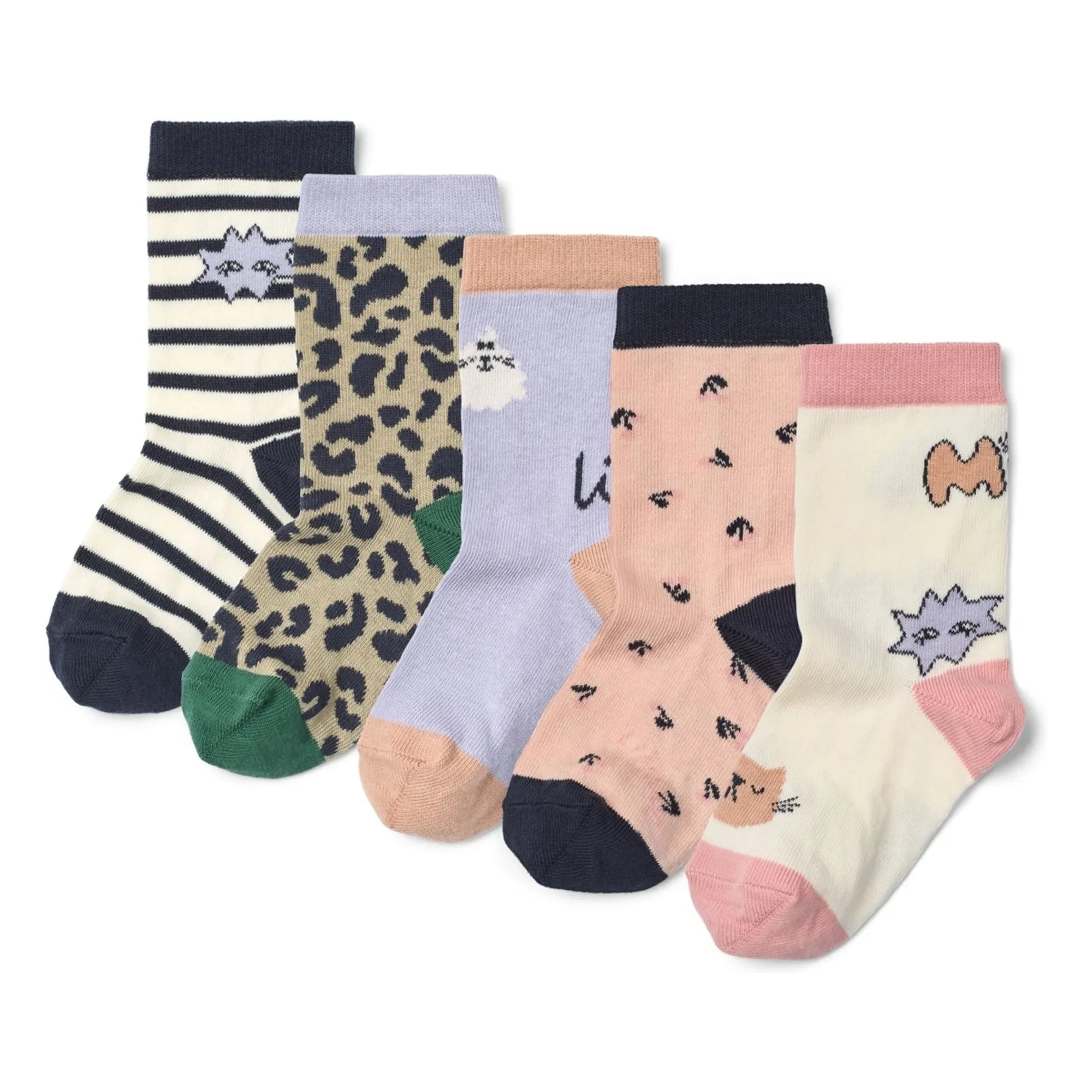 Liewood - 5 Çift Silas Leopar Çorap | Pembe