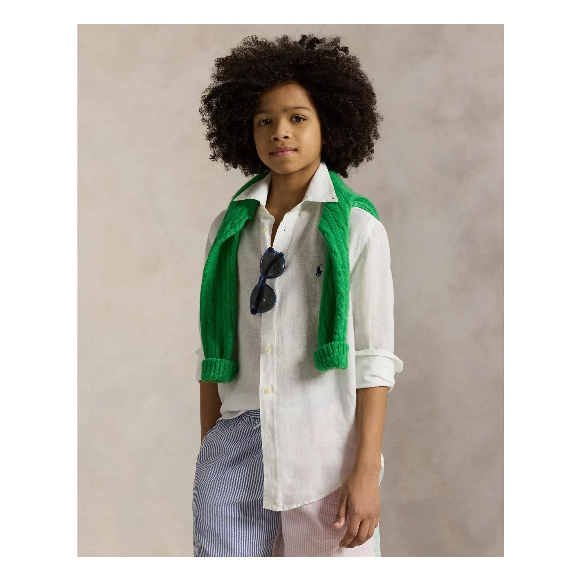 Ralph Lauren - Camisa de lino deportiva con logo | Blanco