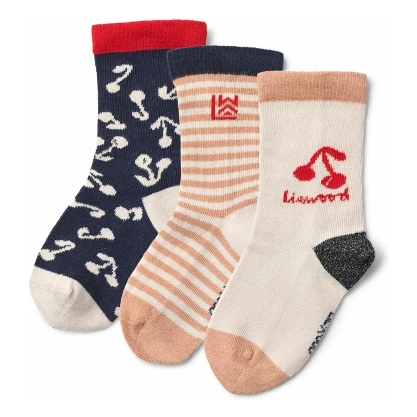 Liewood - Pack de 3 Calcetines Silas Cherries | Azul marino