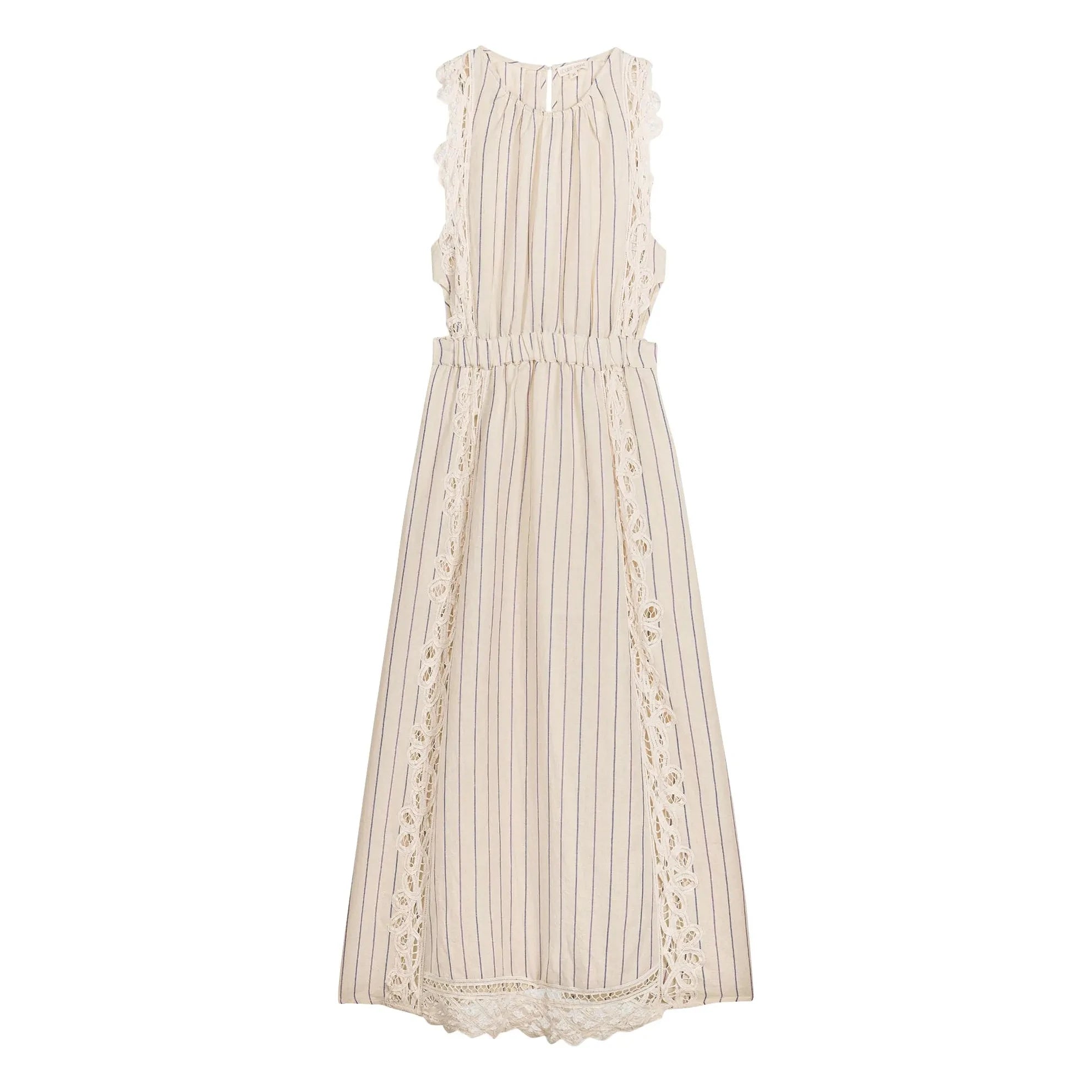 Louise Misha - Vestido de lino y algodón a rayas Ariane | Crema