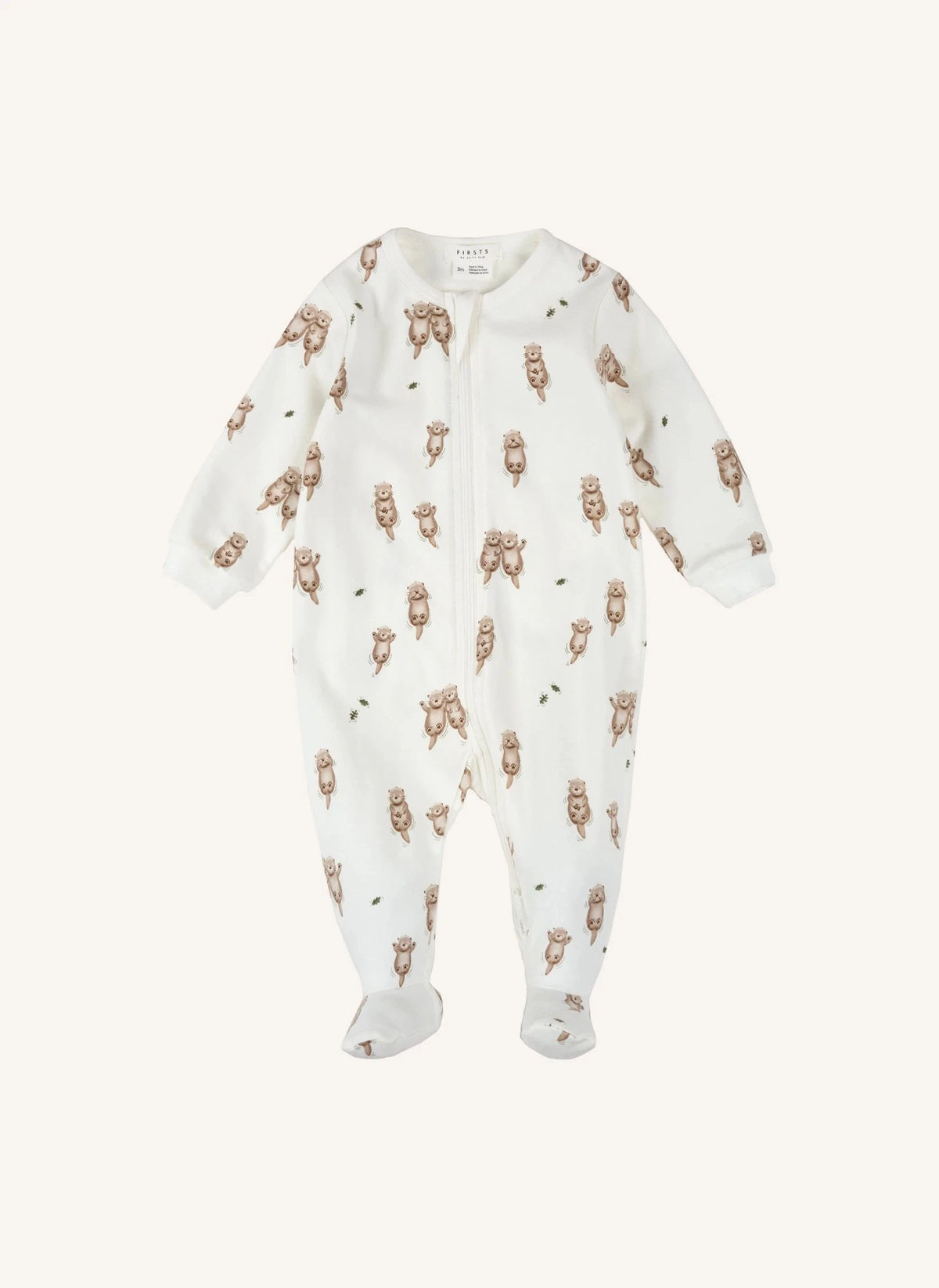 Petit Lem - Pijama enterizo con pies de algodón orgánico | Ecru