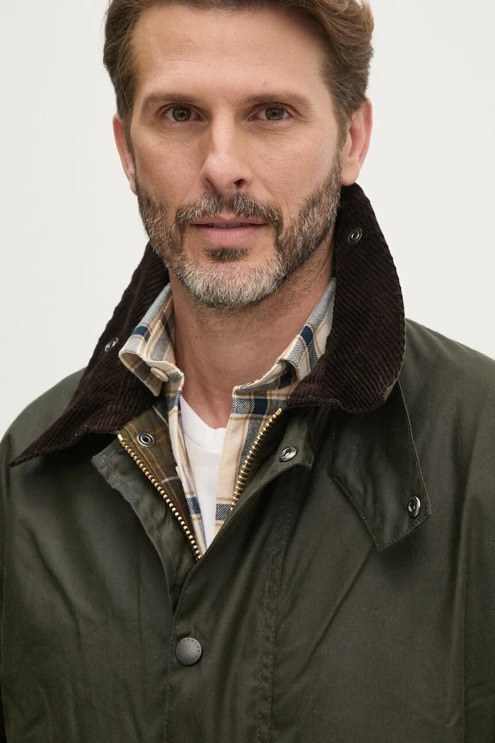 Chaqueta Barbour larga de algodón para hombre