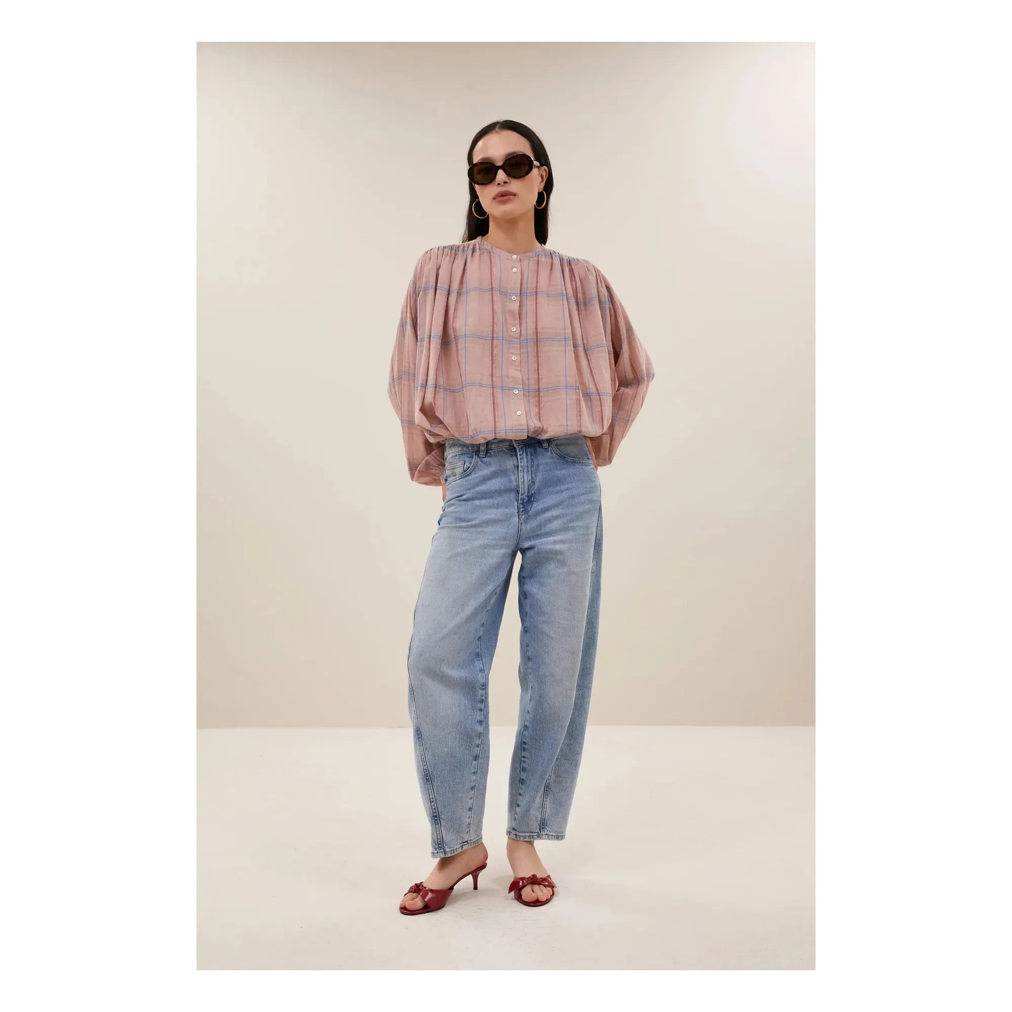By Bar - Blusa de algodón orgánico Nyka | Rosa empolvado