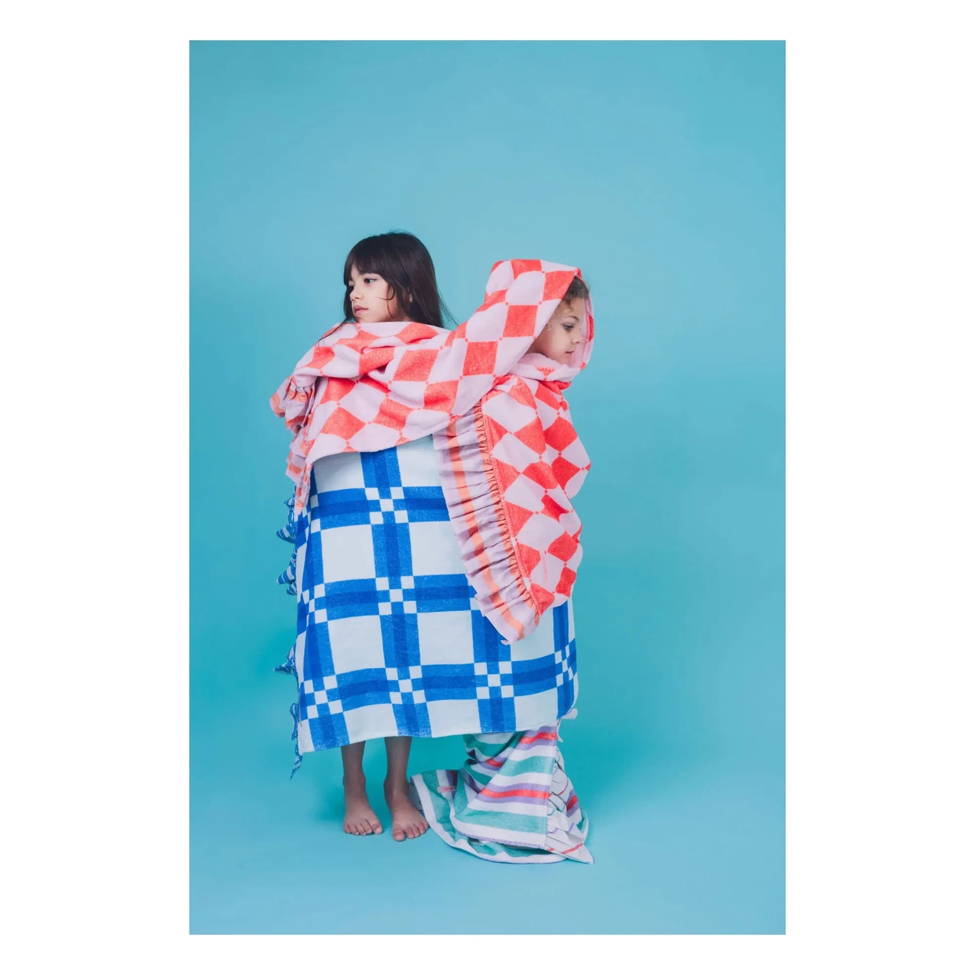 Jera Mini - Toalla fouta de rizo con volantes Losange | Rosa