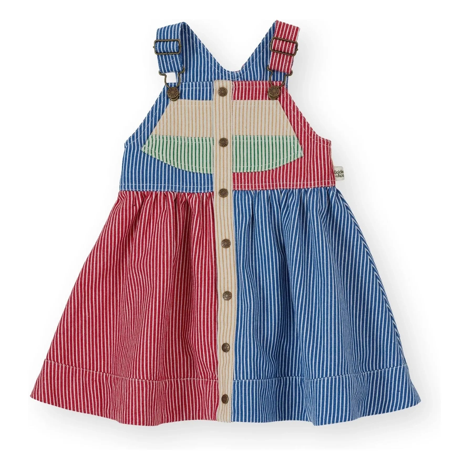 Goldie + Ace - Vestido peto a rayas con paneles | Rojo