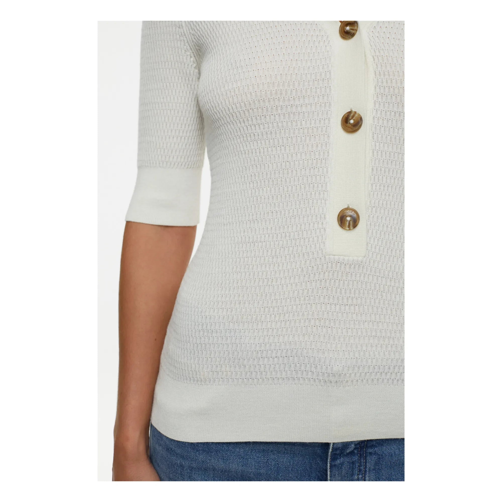 Closed - Polo de manga corta con cuello en V | Marfil