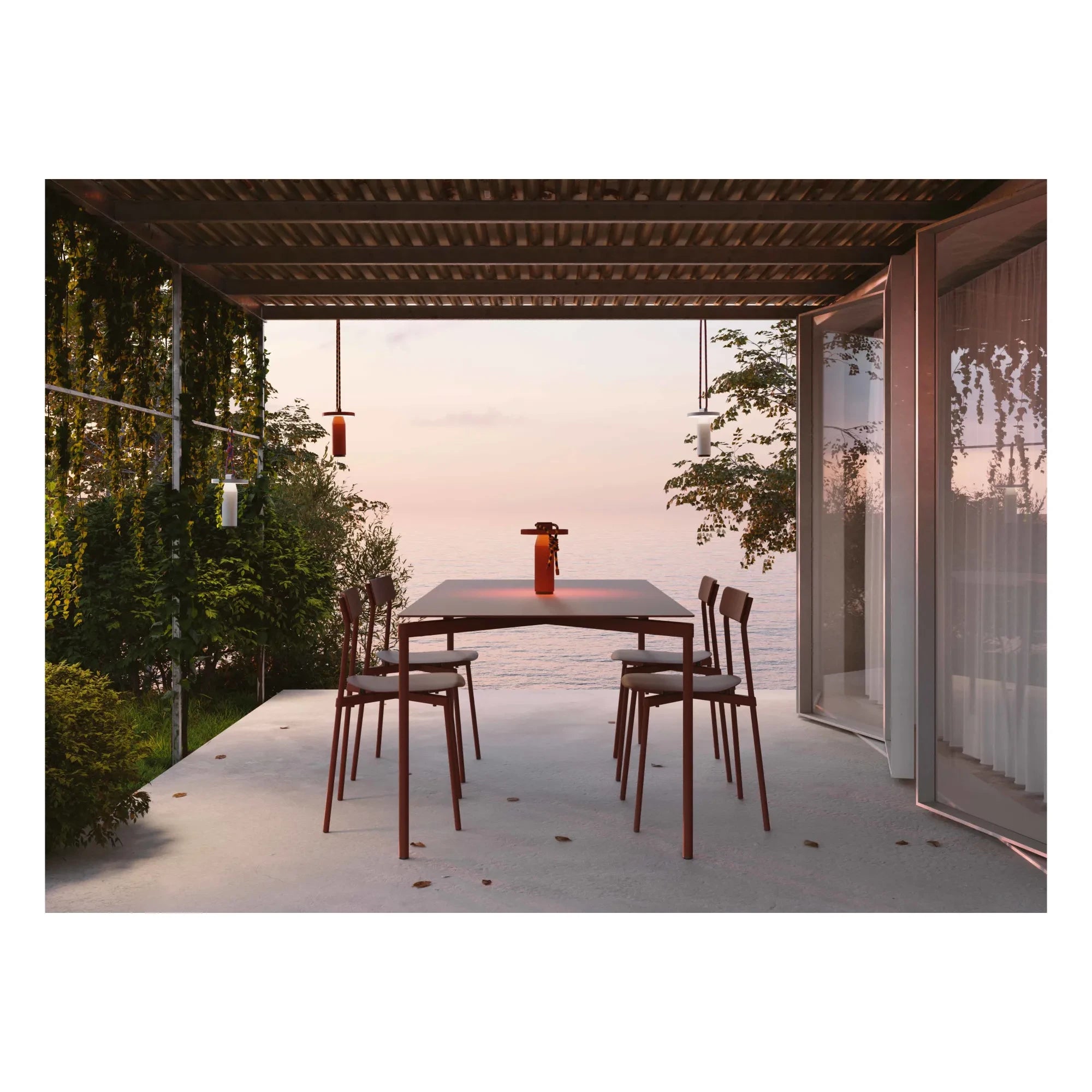 Petite friture - Mesa de exterior rectangular Fromme - 8 plazas | Rojo Marrón