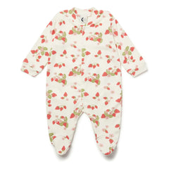 Sleepy Doe - Pijama con pies Fresa Algodón Orgánico | Crudo