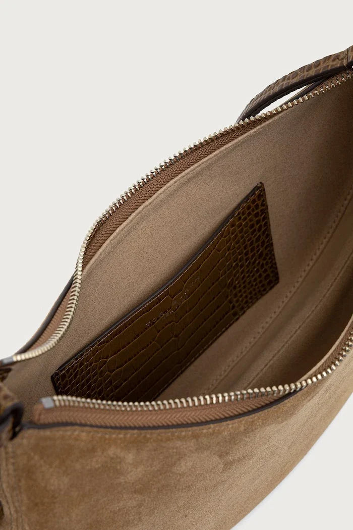 Bolso bandolera de ante para mujer Tory Burch Romy Half Moon