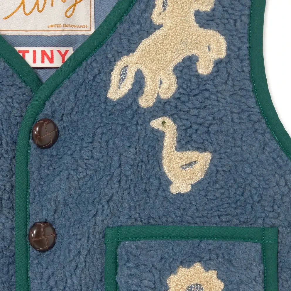 Tinycottons - Chaqueta sin mangas estilo sherpa Oies | Azul