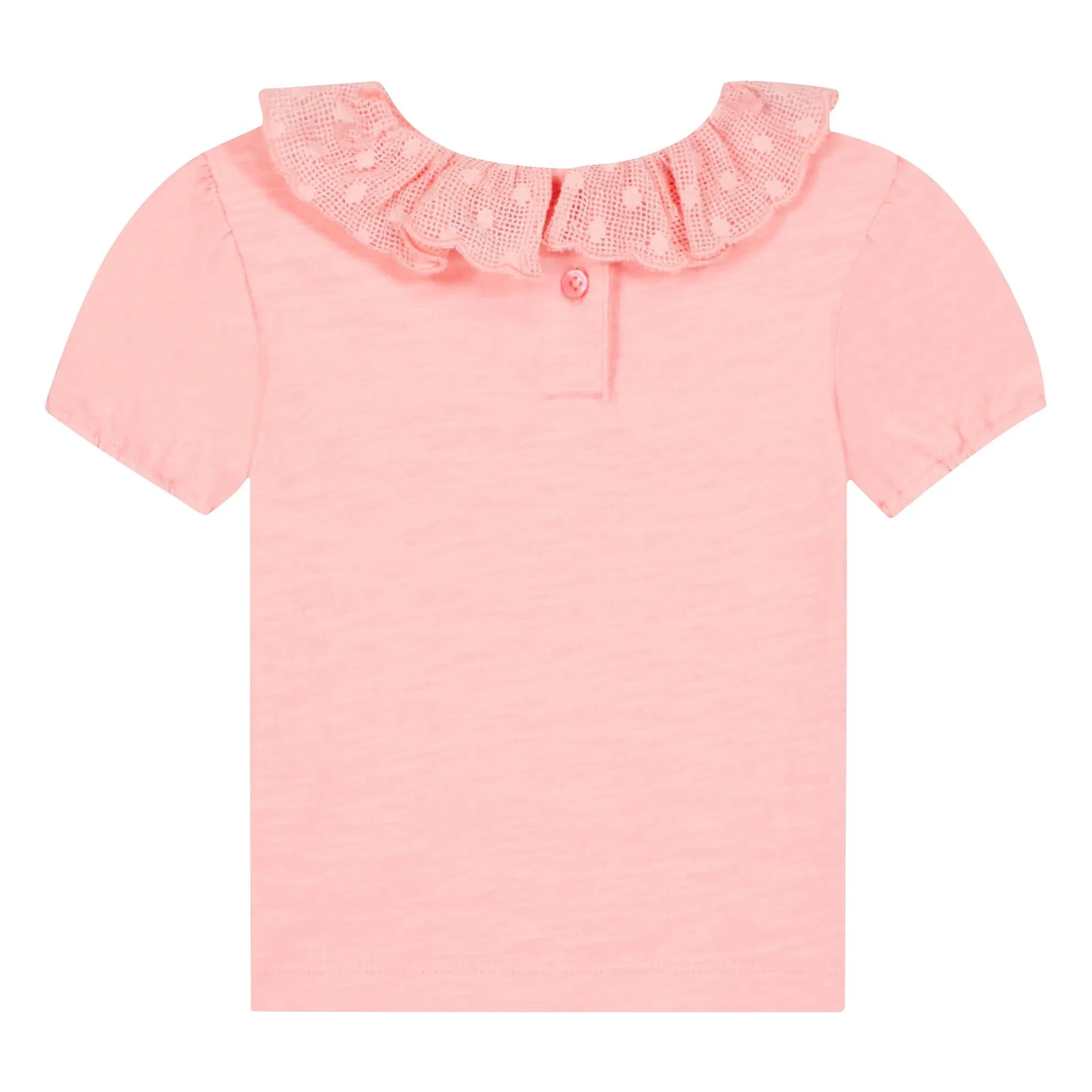 Bonton - Niris Camiseta de cuello bordado para bebé | Rosa empolvado