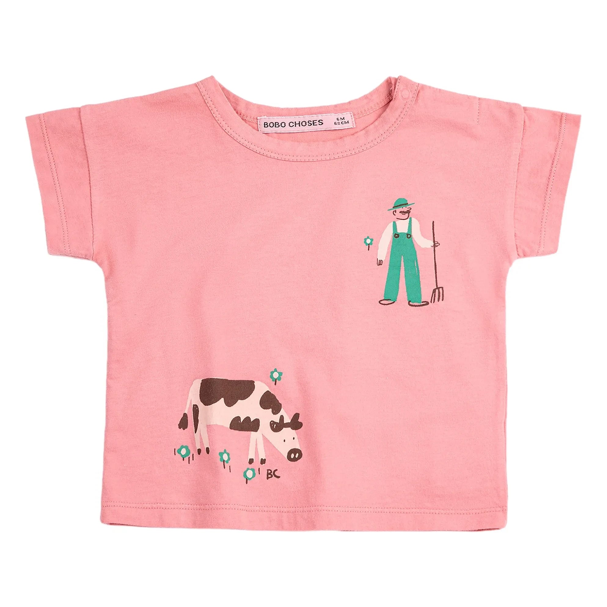 Bobo Choses - Camiseta de granja de algodón orgánico para bebé | Rosa