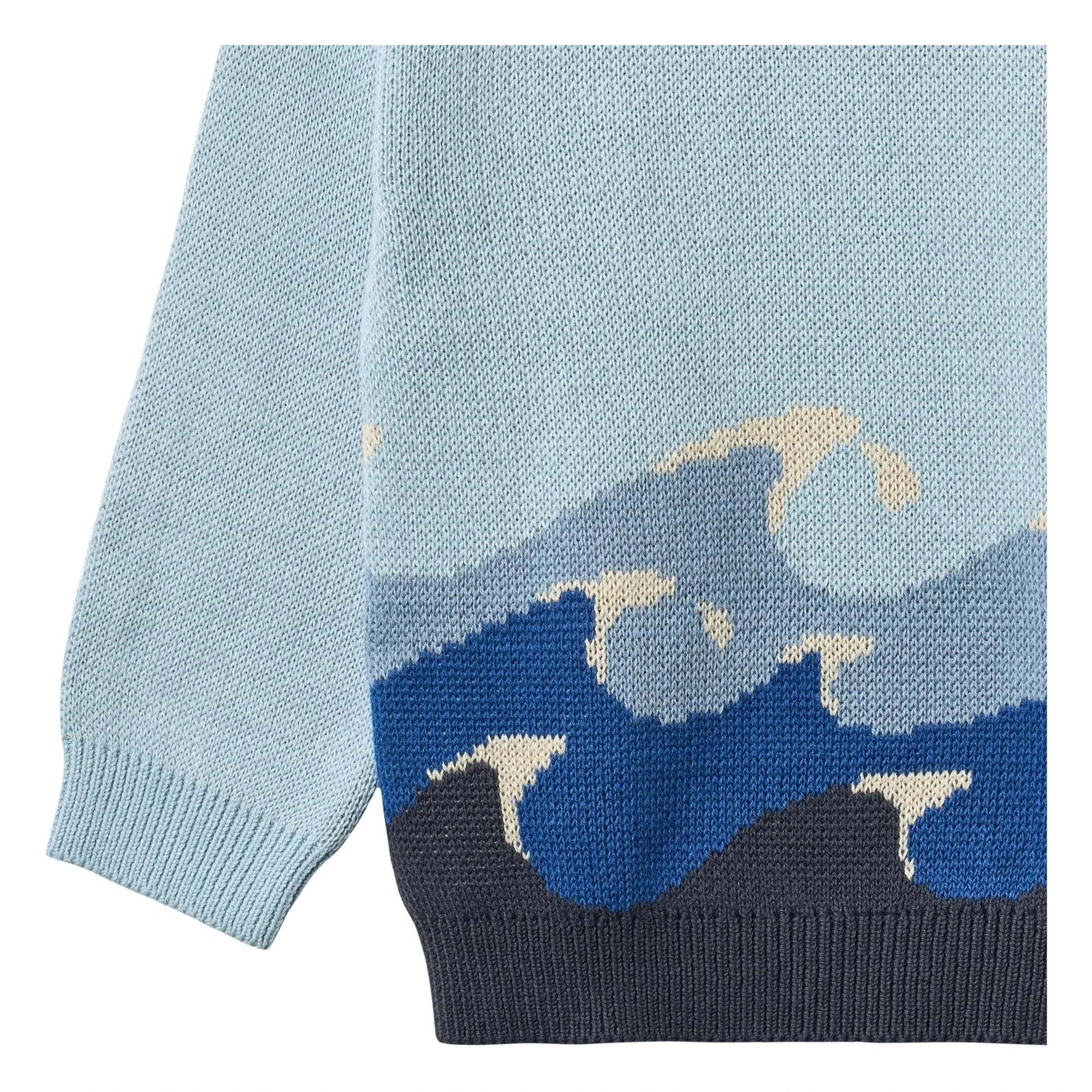 Trigo - Jersey jacquard de algodón orgánico de Knud Vagues | Azul claro
