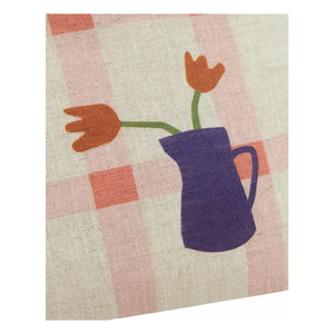 Nobodinoz - Cojín rectangular Tulipe Vibes - Lino francés | Rosa