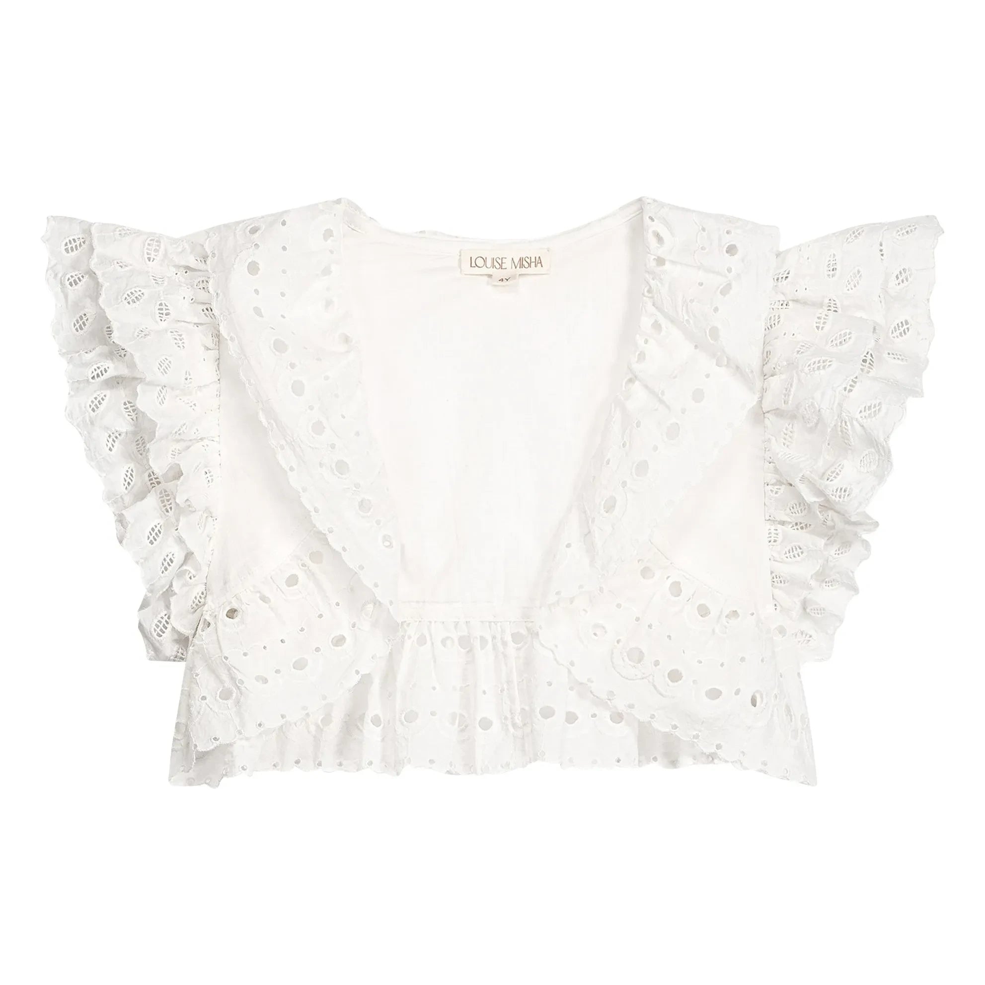 Louise Misha - Bolero Moana de algodón orgánico bordado | Blanco