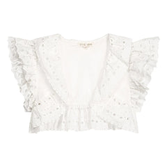 Louise Misha - Bolero Moana de algodón orgánico bordado | Blanco
