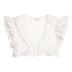 Louise Misha - Bolero Moana de algodón orgánico bordado | Blanco