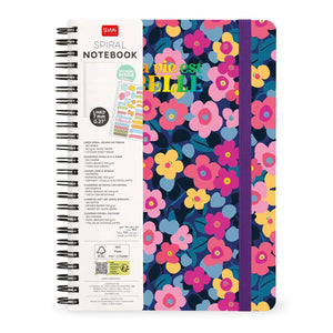 Legami - A4 Çizgili Defter Resimli Sert Kapak - Çiçekler - Spiral Ciltli