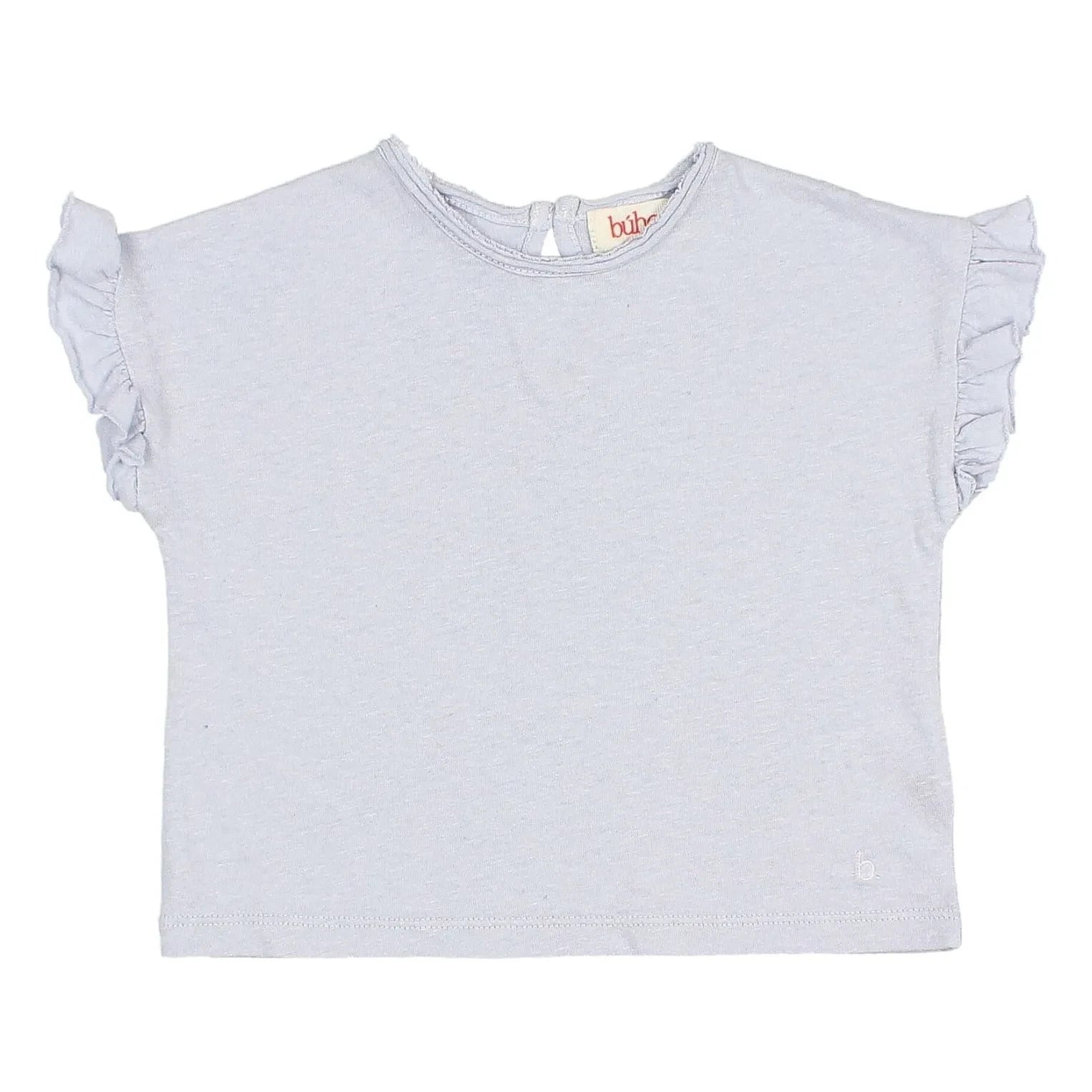 Búho - Camiseta de lino con volantes para bebé | Azul claro