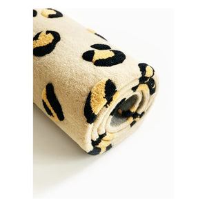 Maison Deux - Alfombra de lana con estampado de leopardo