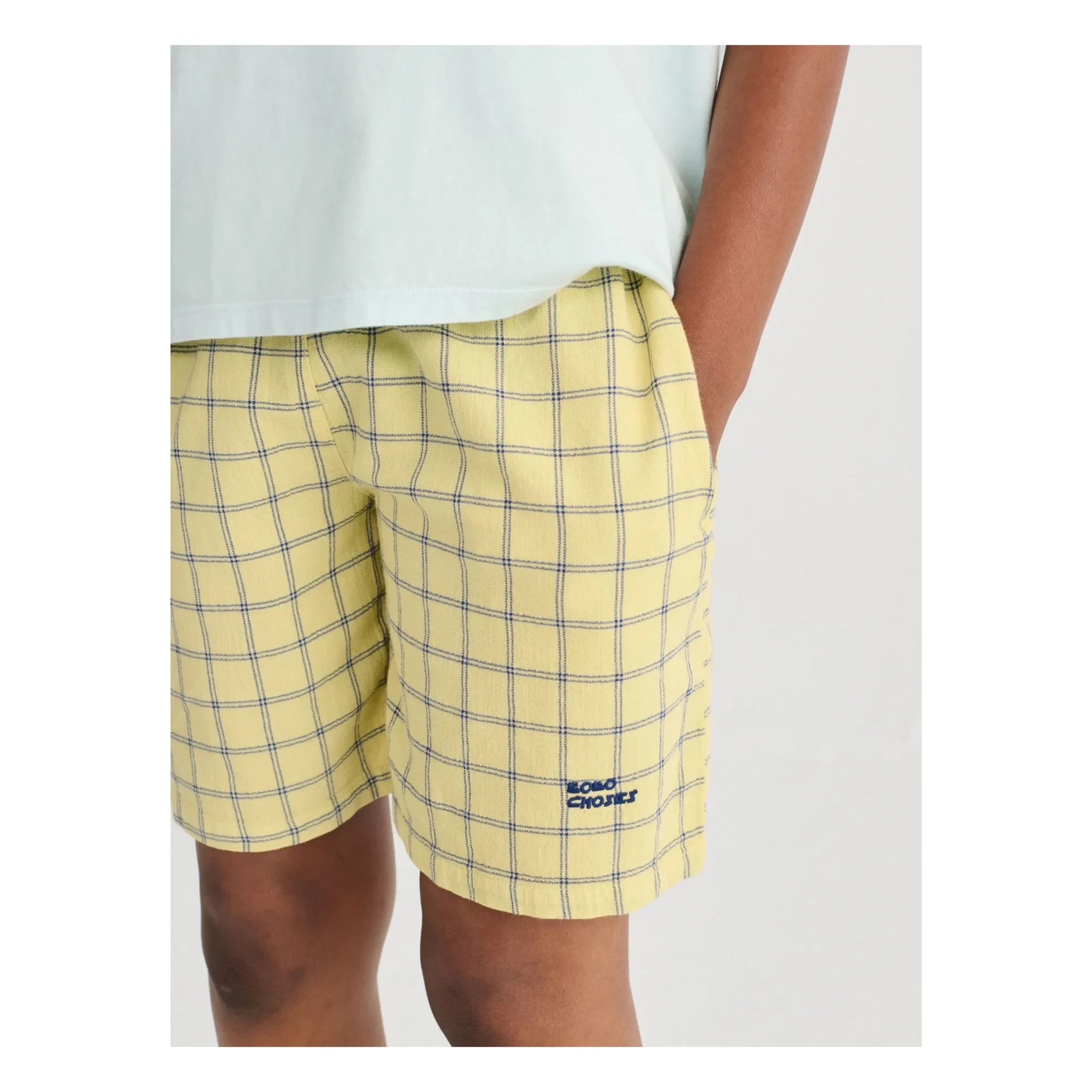Bobo Choses - Pantalón corto de cuadros de algodón orgánico | Amarillo