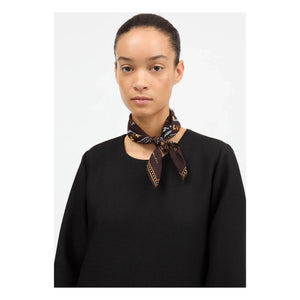 Skall Studio - Pañuelo Cuadrado Estampado Floral | Marrón Oscuro