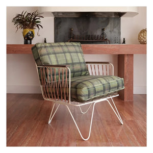 Honoré - Sillón Croisette de terciopelo tartán | Verde