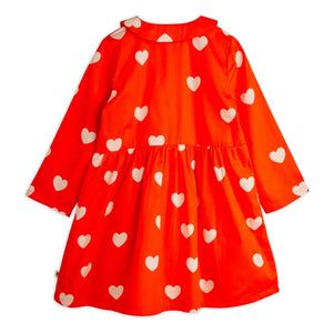 Mini Rodini - Vestido de algodón orgánico con corazones | Rojo
