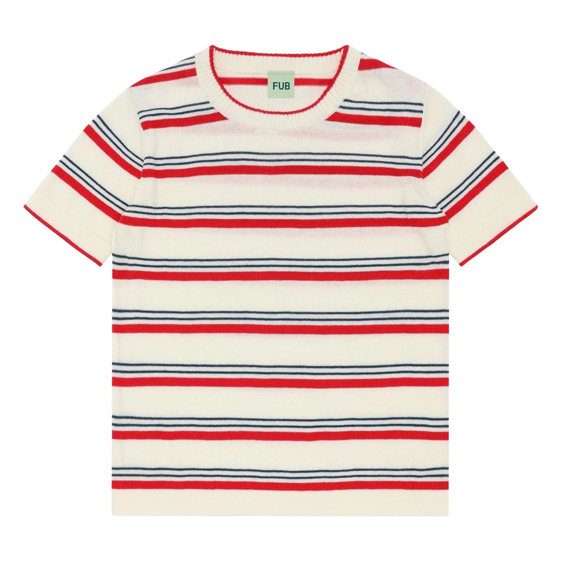 FUB - Camiseta Rayas Malla Extrafina Algodón Orgánico | Rojo