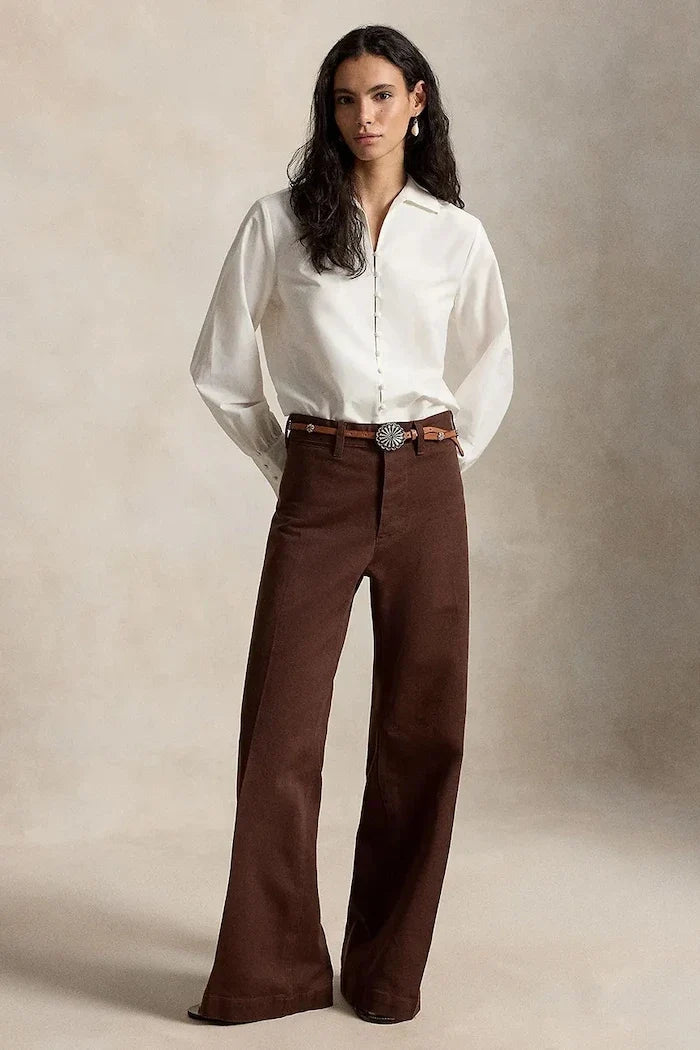 Camisa de mujer Polo Ralph Lauren, con mezcla de seda