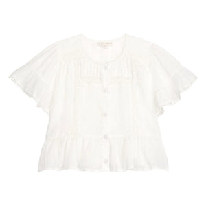 Louise Misha - Blusa con volantes Amalia Algodón orgánico | Blanco