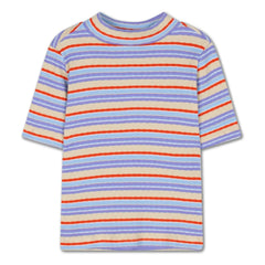 Repose AMS - Camiseta de canalé de rayas de algodón orgánico | Lila