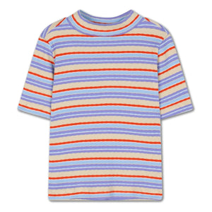 Repose AMS - Camiseta de canalé de rayas de algodón orgánico | Lila