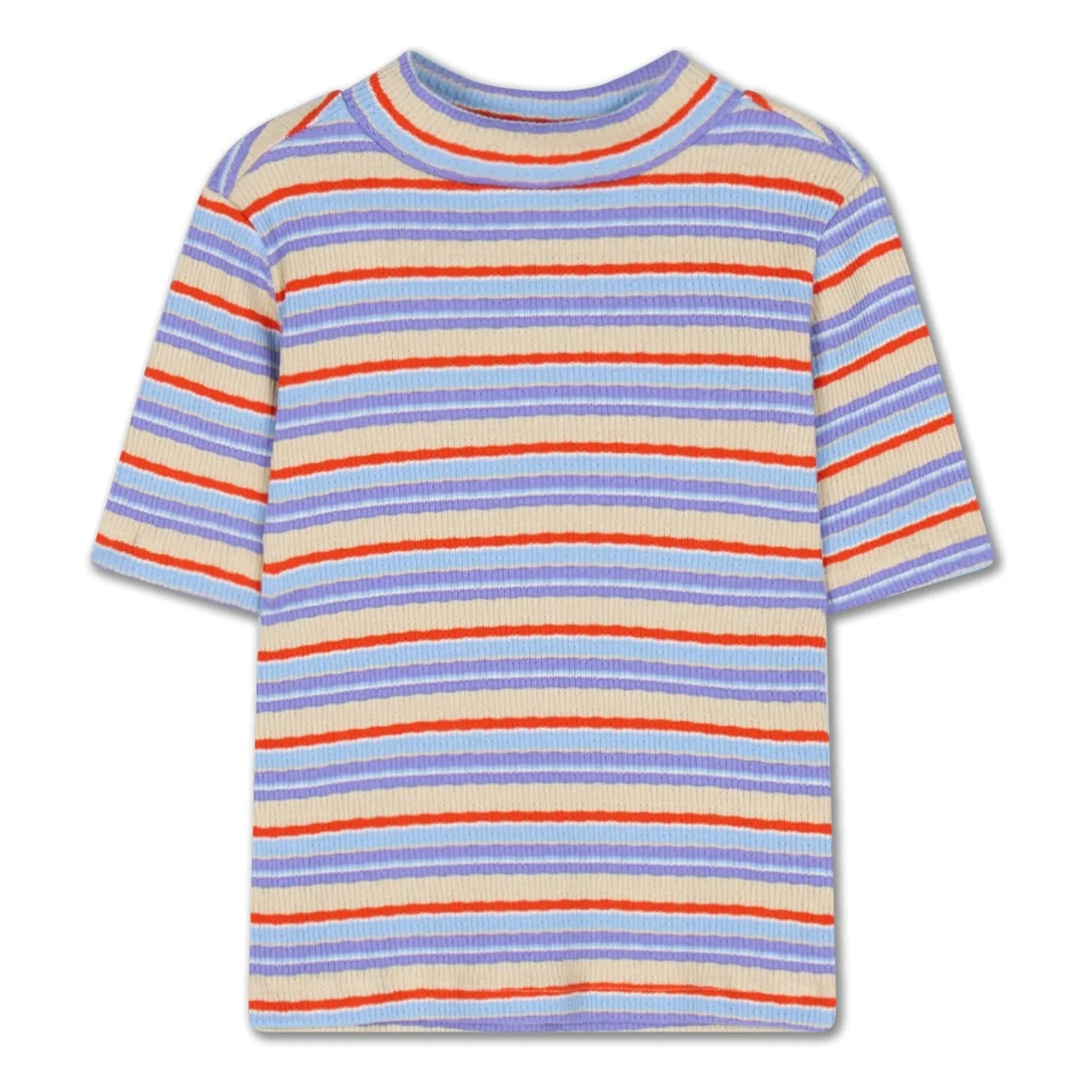 Repose AMS - Camiseta de canalé de rayas de algodón orgánico | Lila