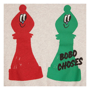 Bobo Choses - Sudadera Ajedrez Algodón Orgánico | Beige jaspeado