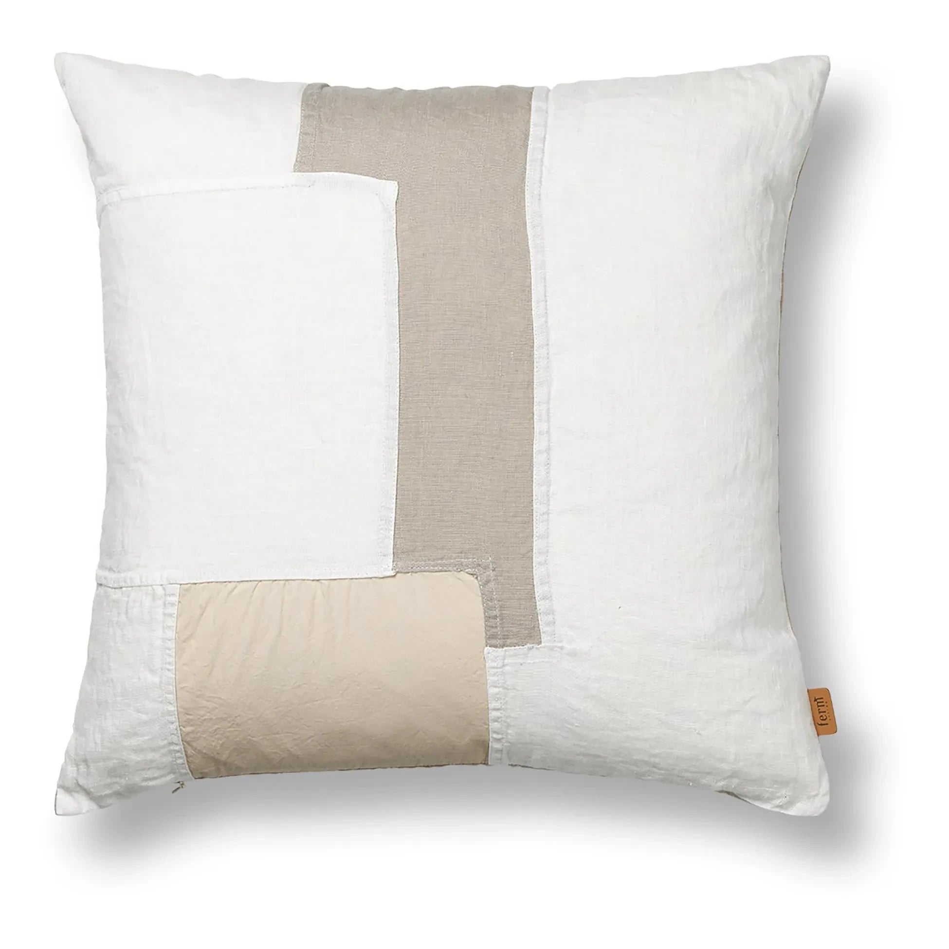 Ferm Living - Bölümlü Patchwork Keten Yastık | Beyaz